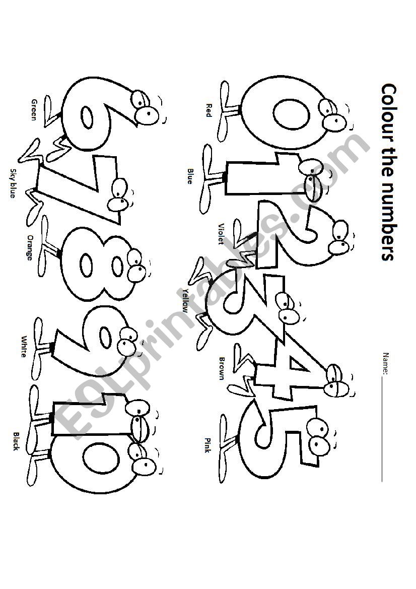 Read and colour the numbers worksheet