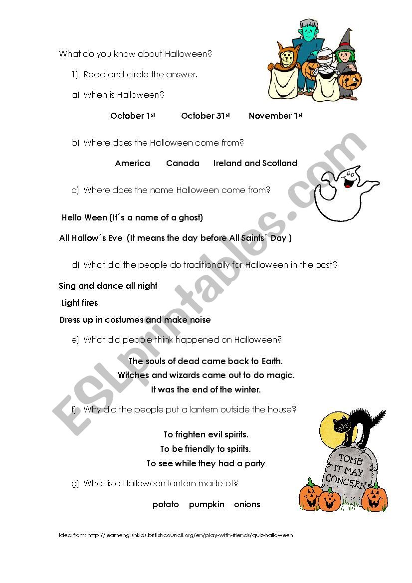 HALLOWEEN QUIZ worksheet