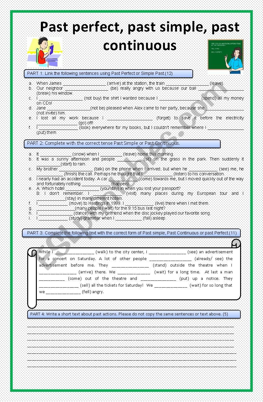 Past tenses worksheet