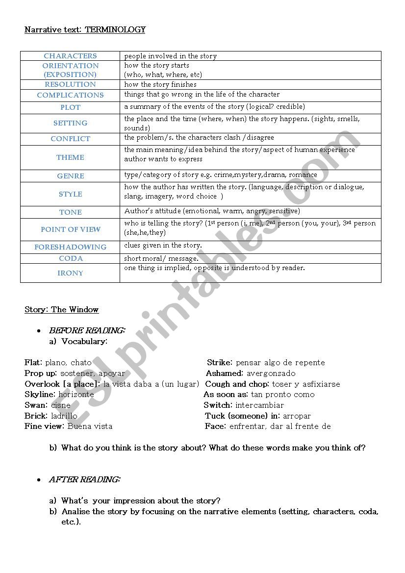 The Window worksheet