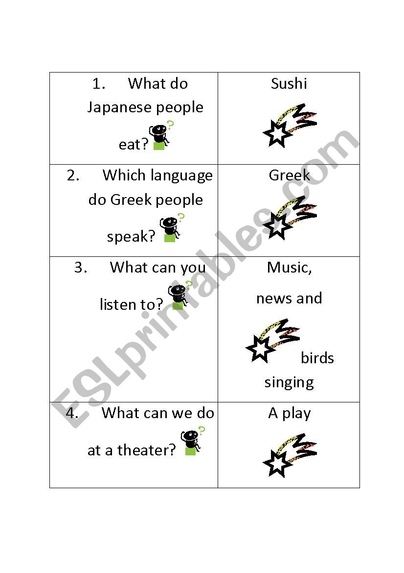 Question cards 2 worksheet