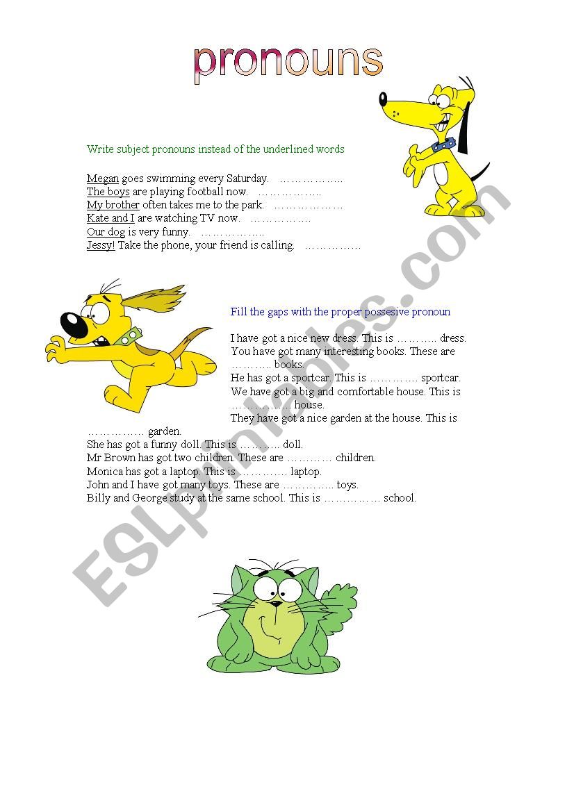 pronouns worksheet