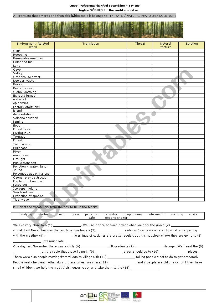 Environment related WS worksheet