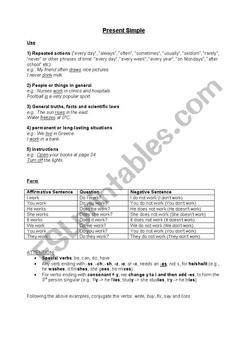 Teaching Present Simple worksheet