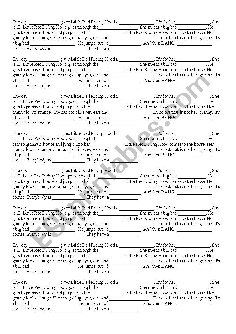 Little red riding hood mad libs