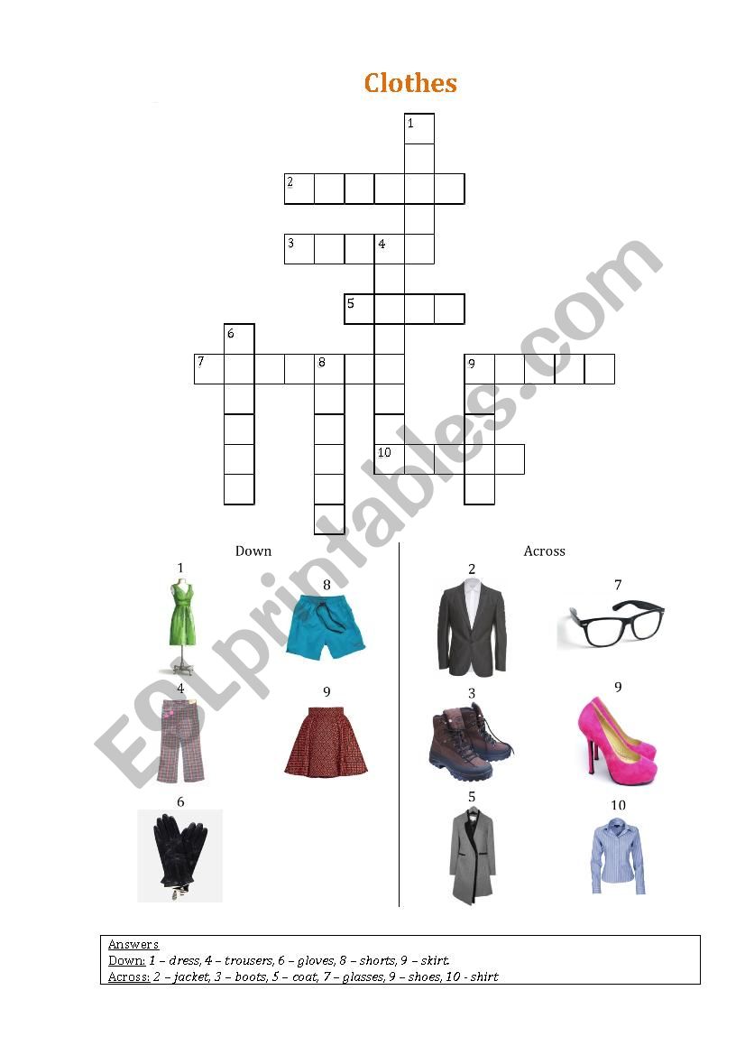 CLOTHES worksheet