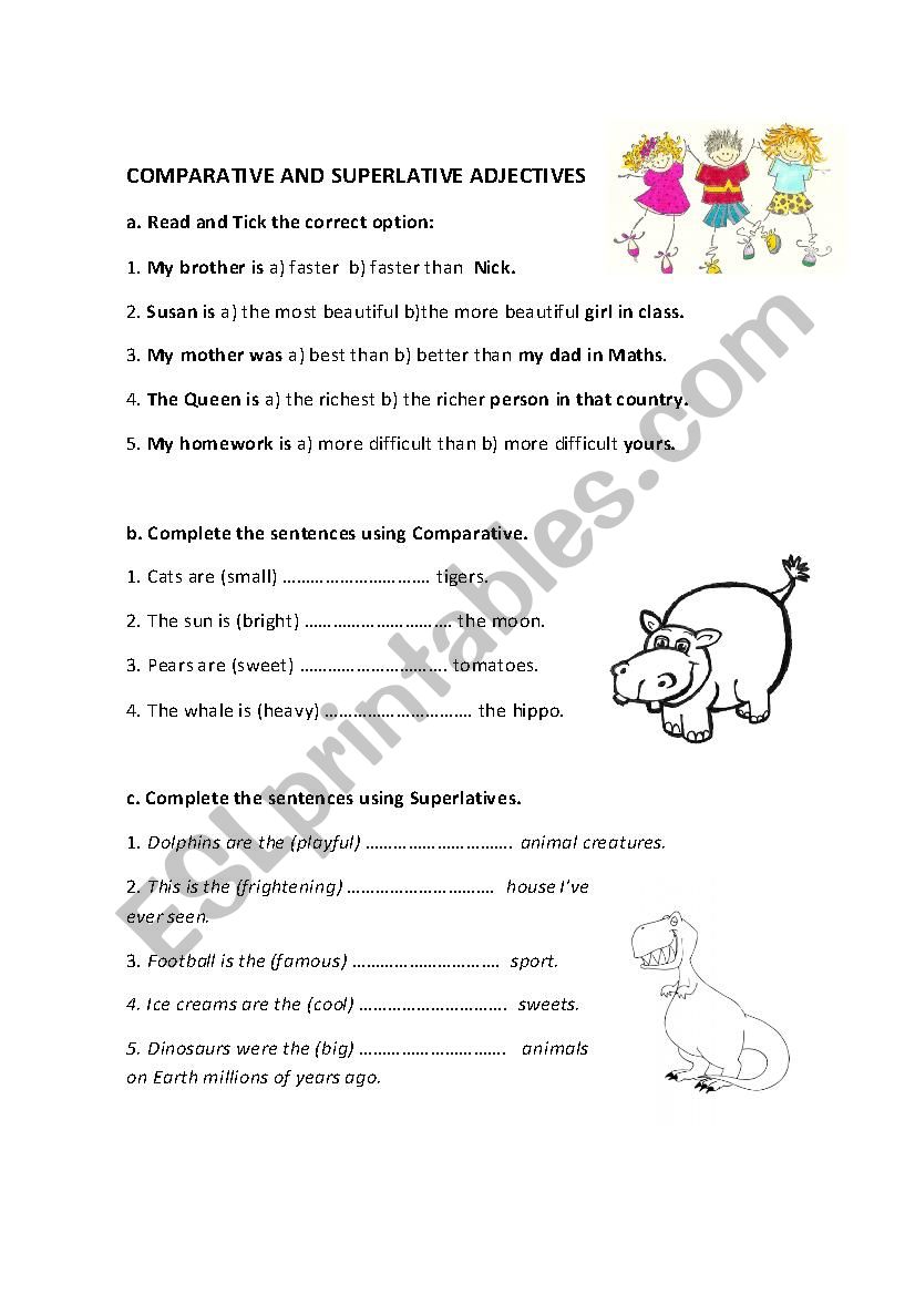 Comparative and Superlative worksheet