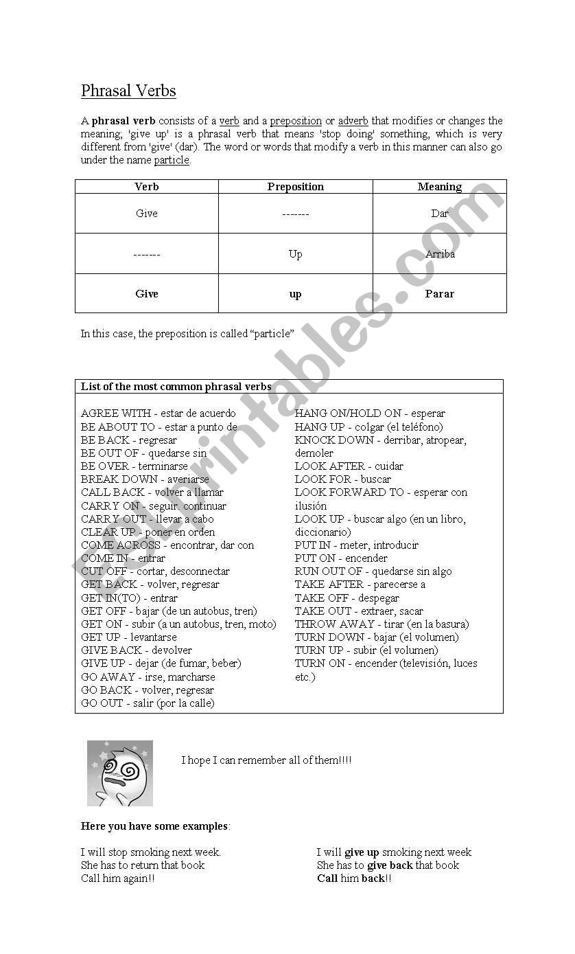 Phrasal verbs worksheet