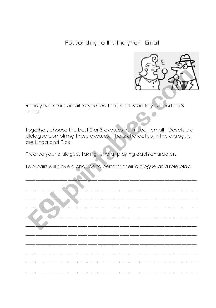 Responding to Indignant Email - Worksheet