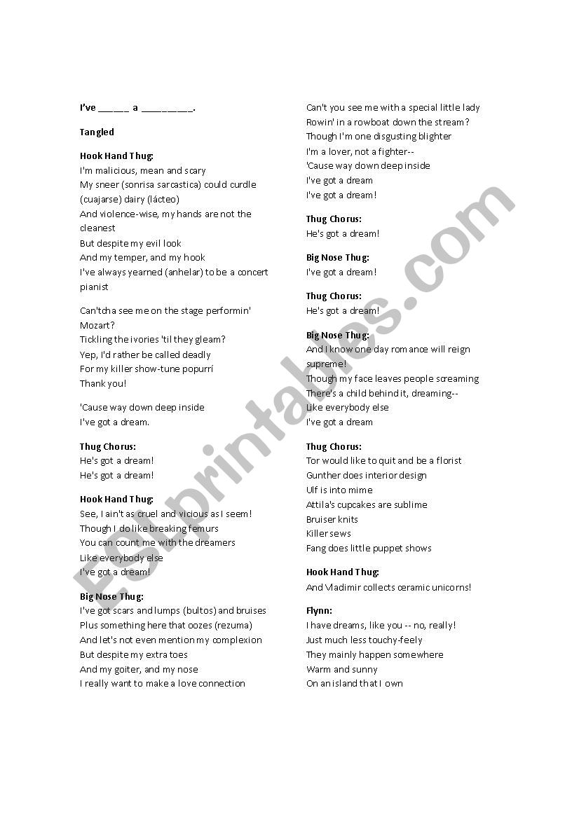 Ive Got A Dream Esl Worksheet By Adriana1007