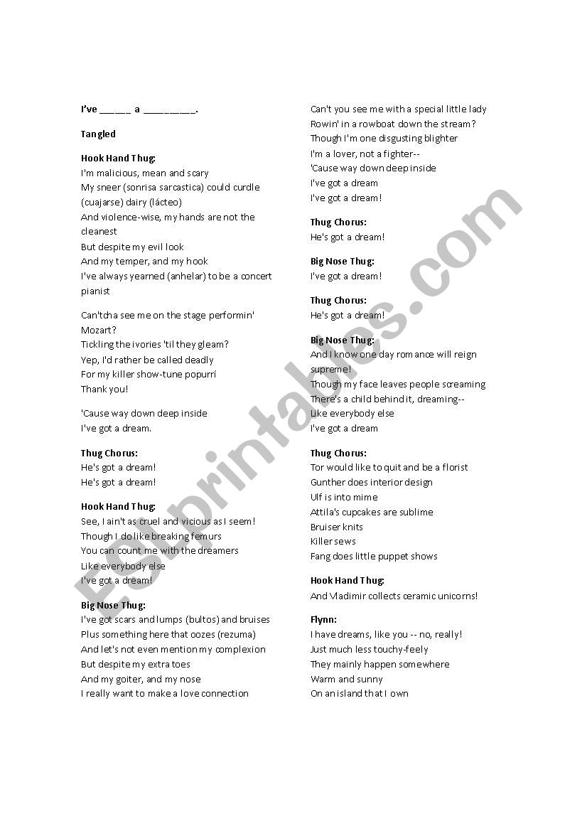 Ive Got A Dream Esl Worksheet By Adriana1007