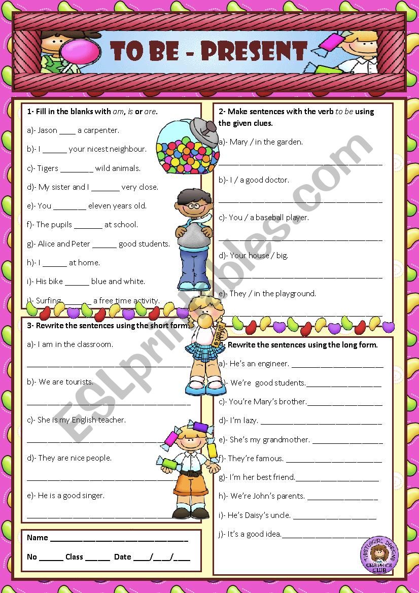 TO BE - PRESENT worksheet