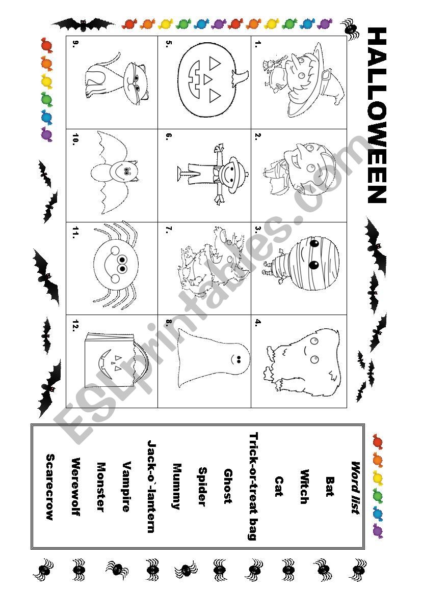 Halloween vocabulary worksheet