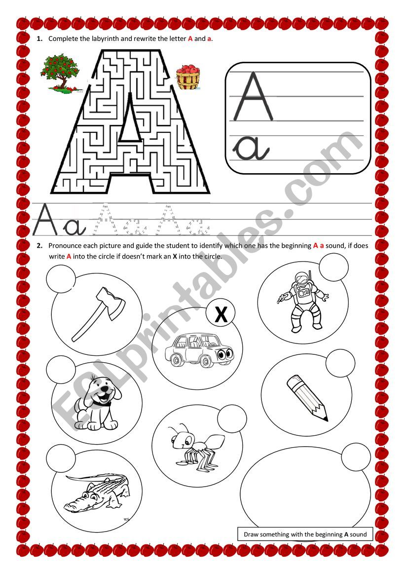 Vowels A worksheet