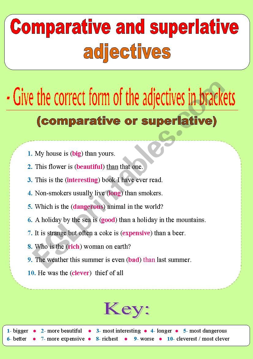 Comparative and Superlative adjectives 