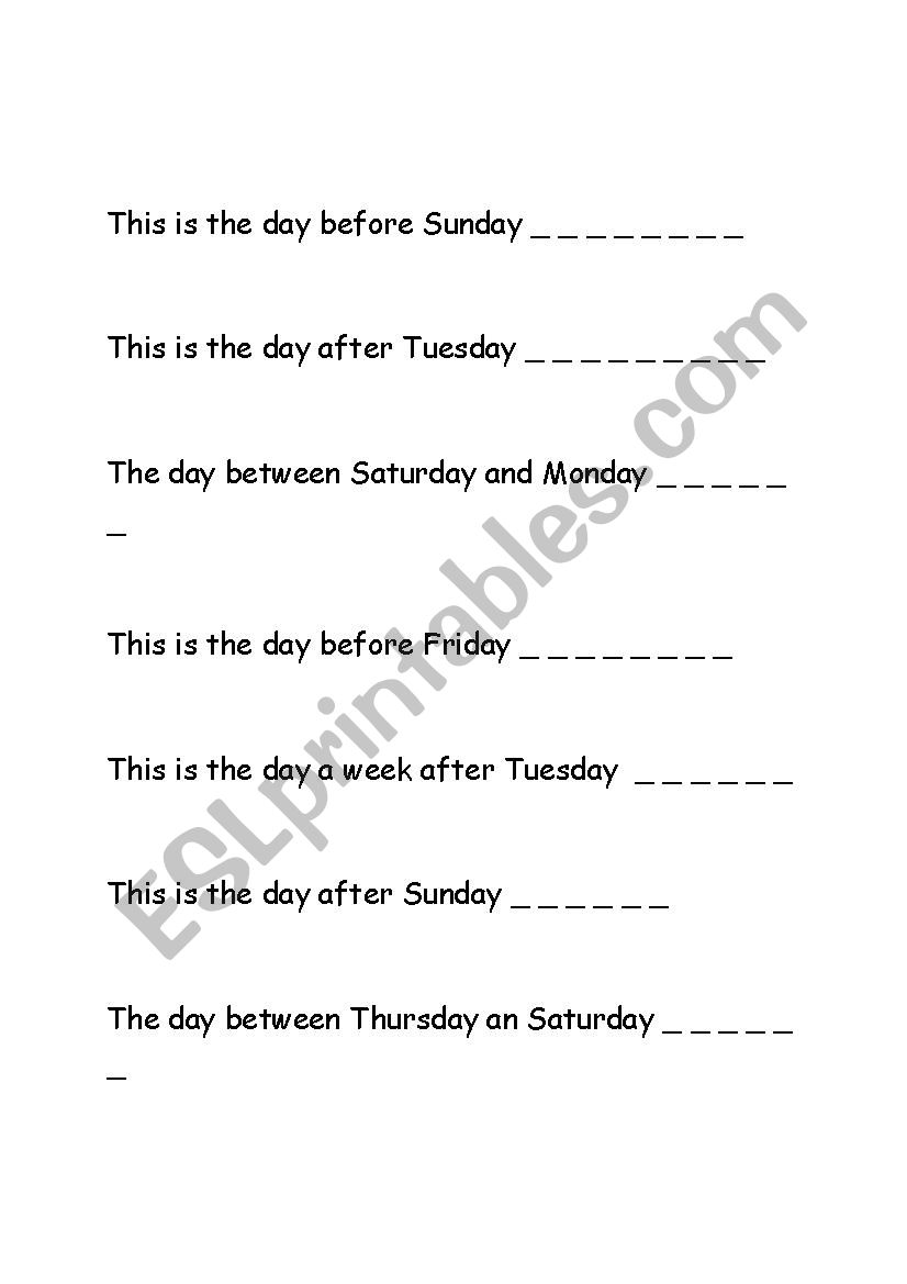 study about the day basic worksheet