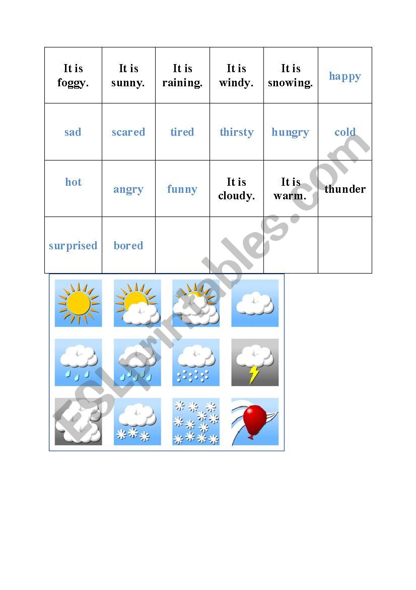 memory cards for weather signs and feelings