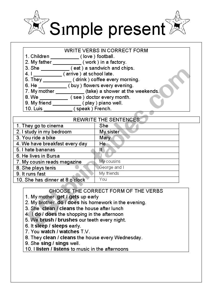 SIMPLE PRESENT TENSE POSITIVE FORMS