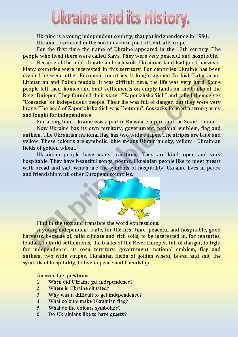 UKRAINE ESL Worksheet By Nekramar