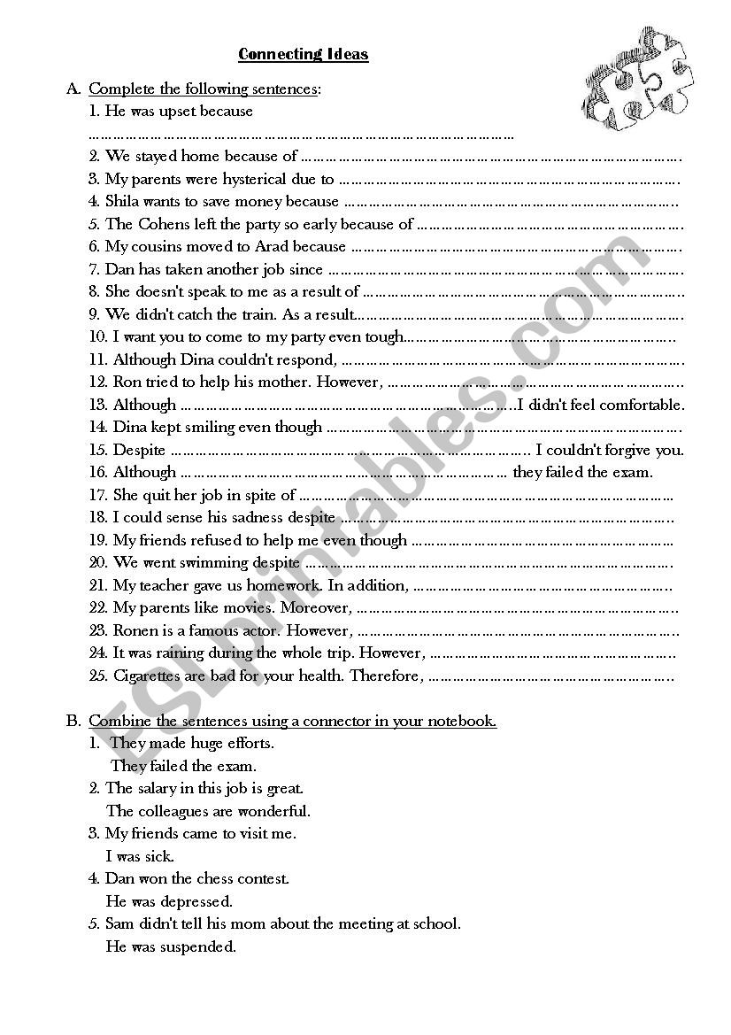 connectors worksheet