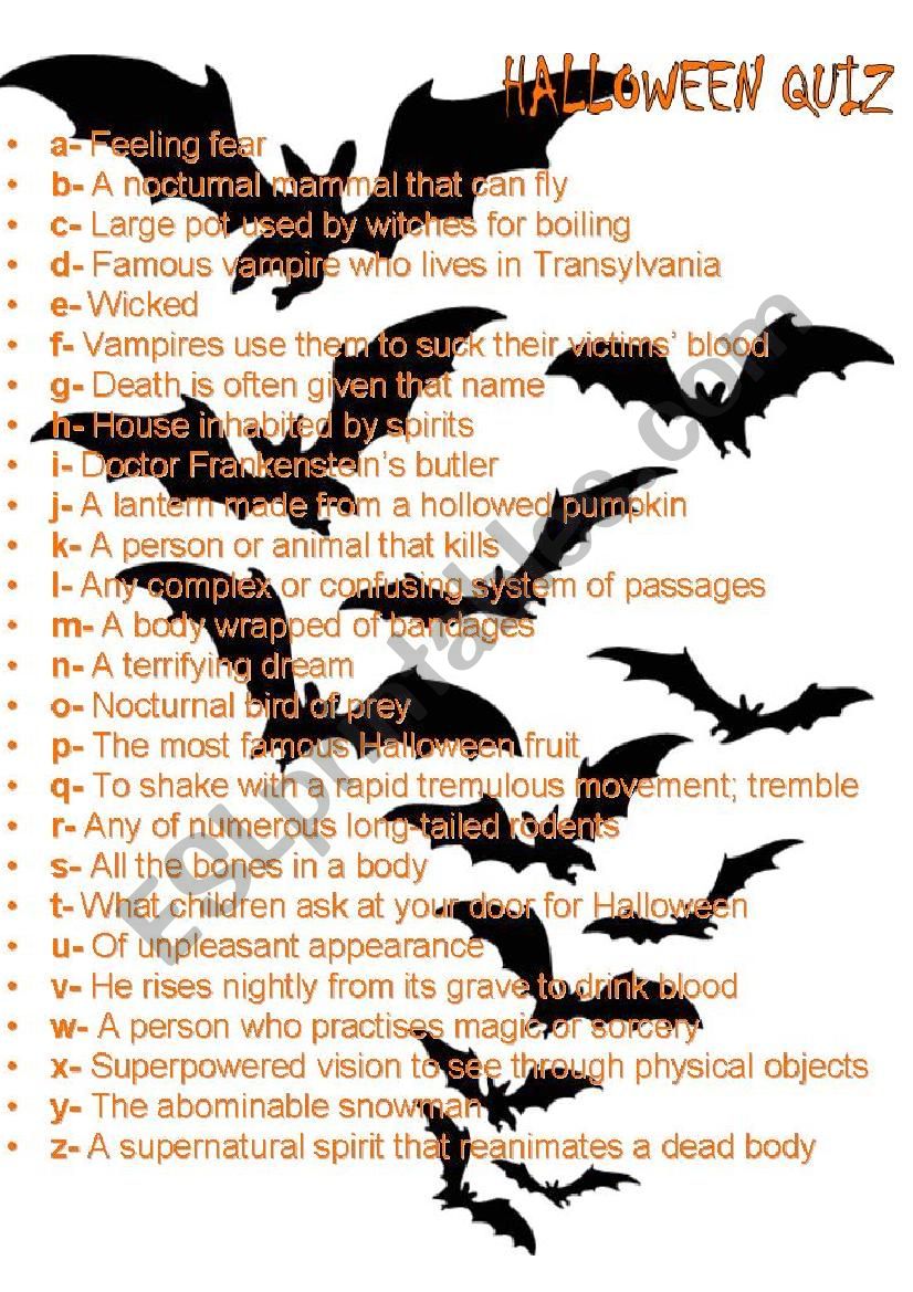 HALLOWEEN QUIZ worksheet