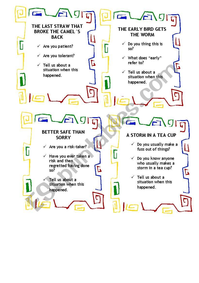 IDIOMS GAME 1/2 worksheet