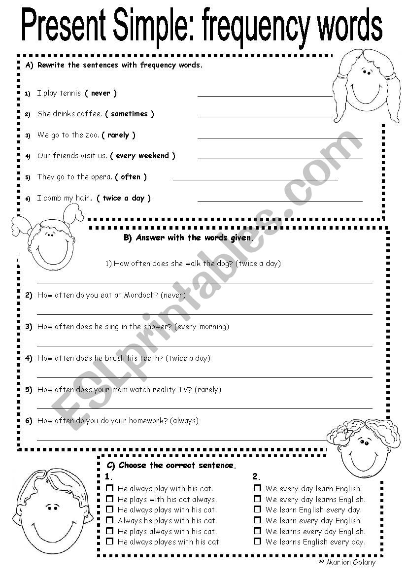 Frequency expressions in present simple