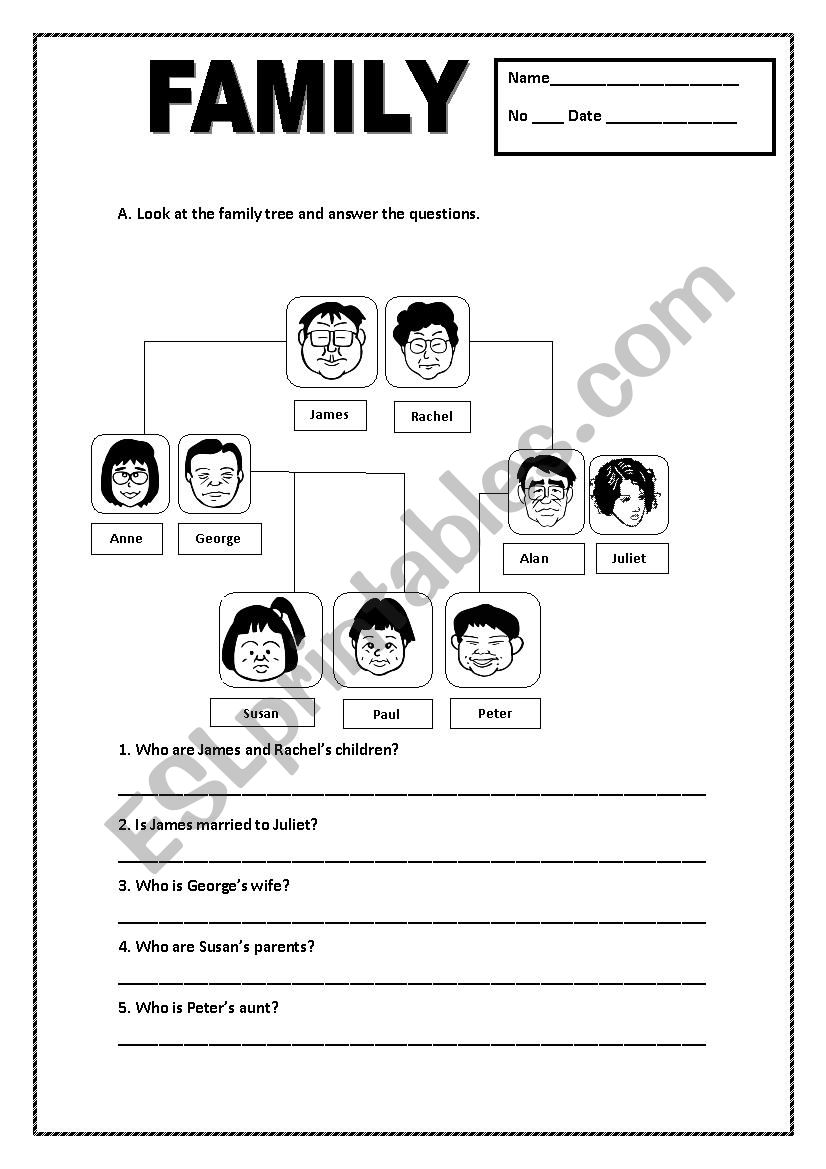 FAMILY worksheet