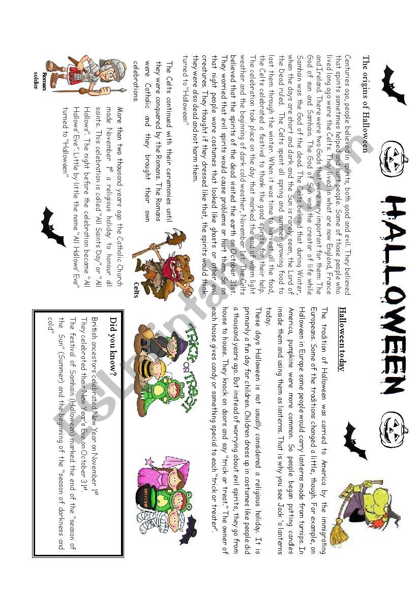 Halloween: Its origins worksheet