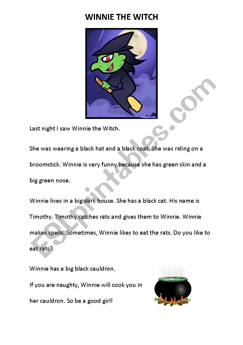 Winnie the Witch worksheet