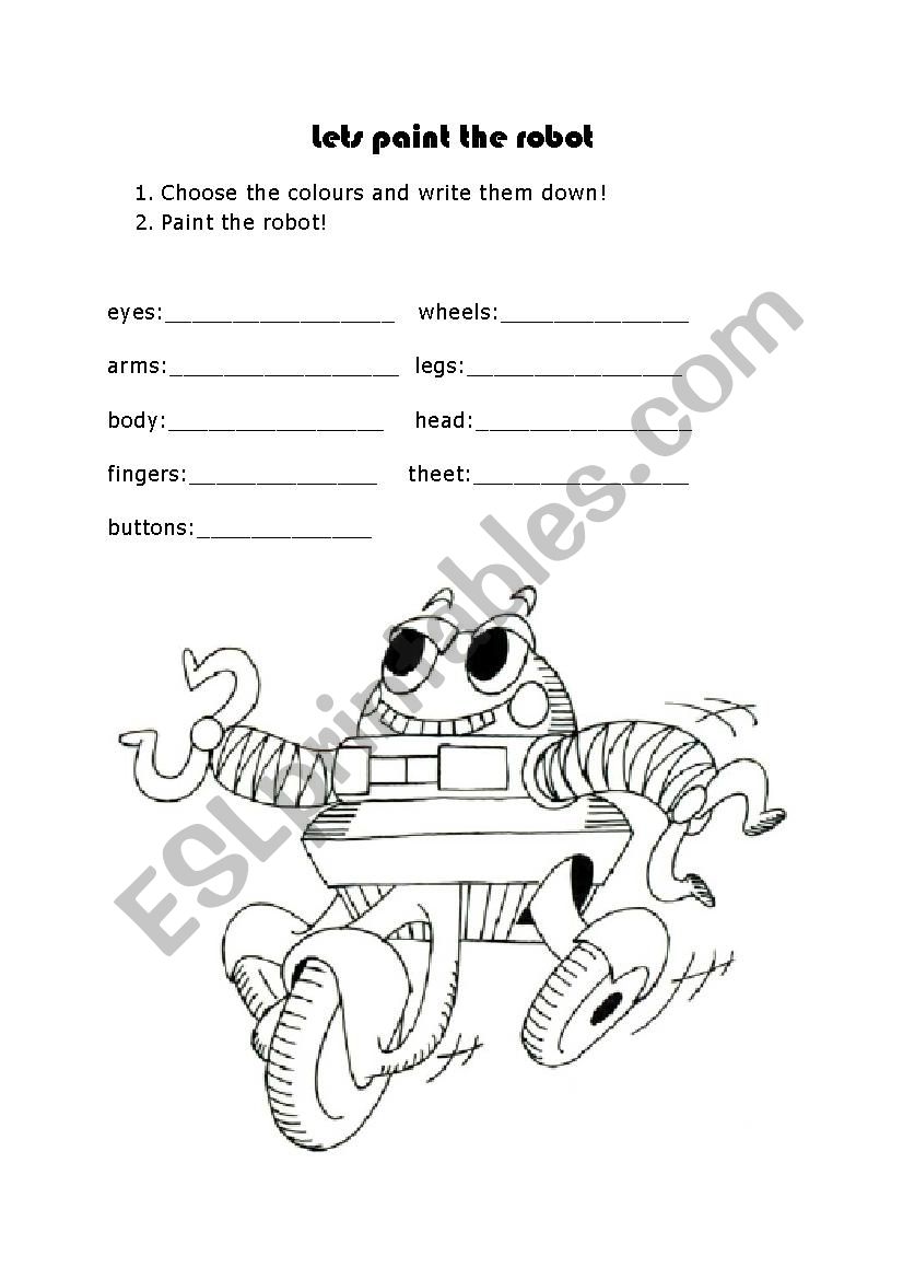 Lets paint the Robot worksheet