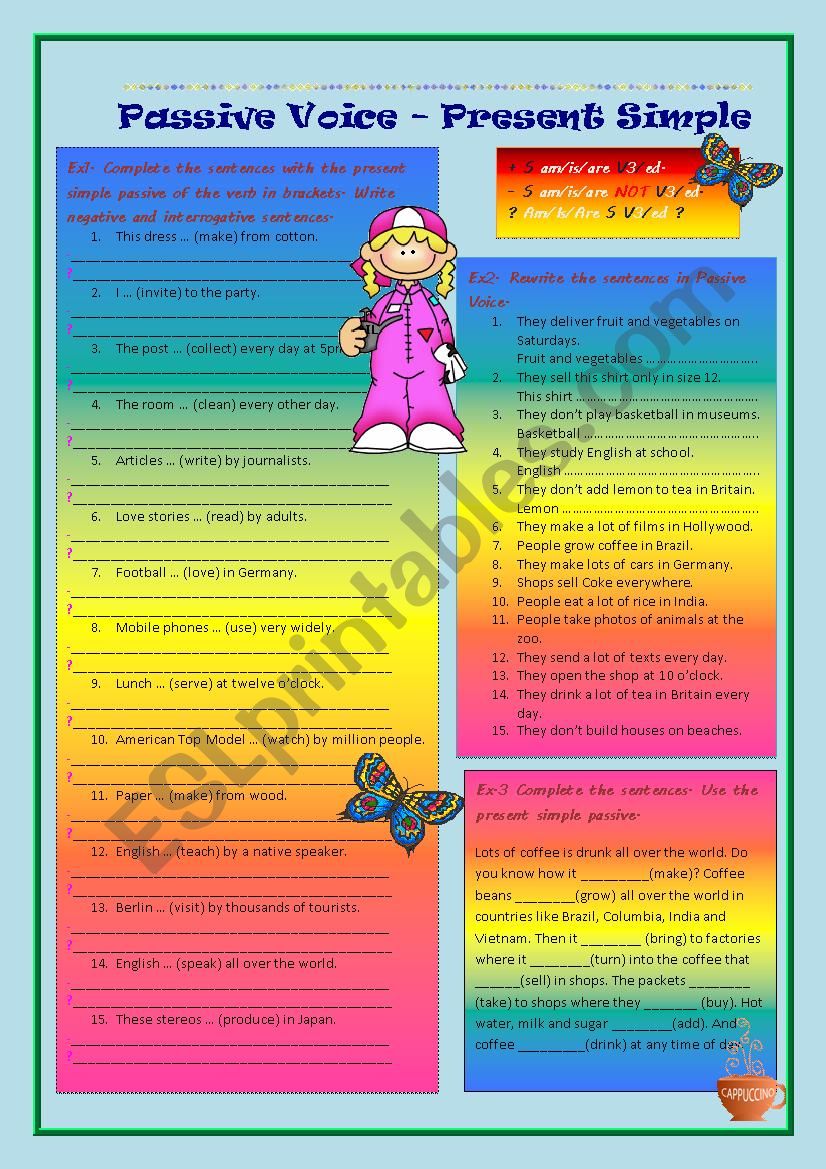 Present Simple Passive worksheet