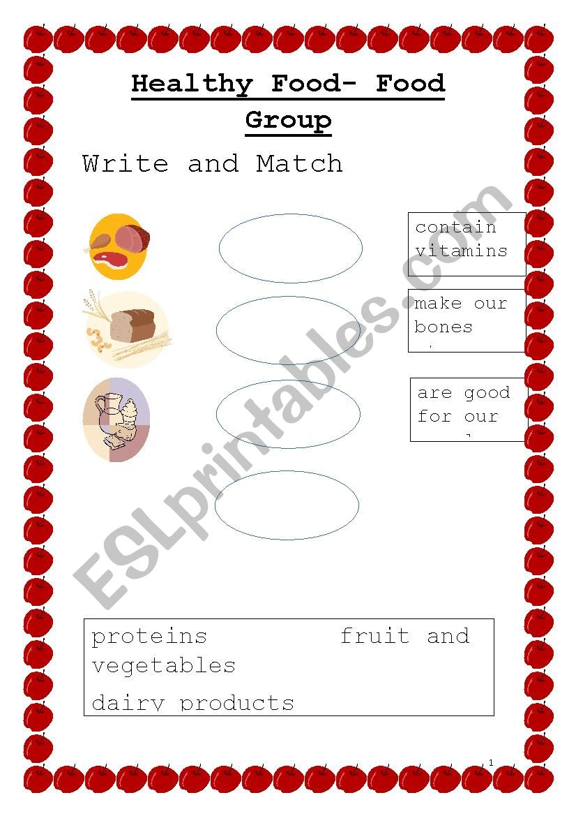 Healthy Food - Food Group worksheet