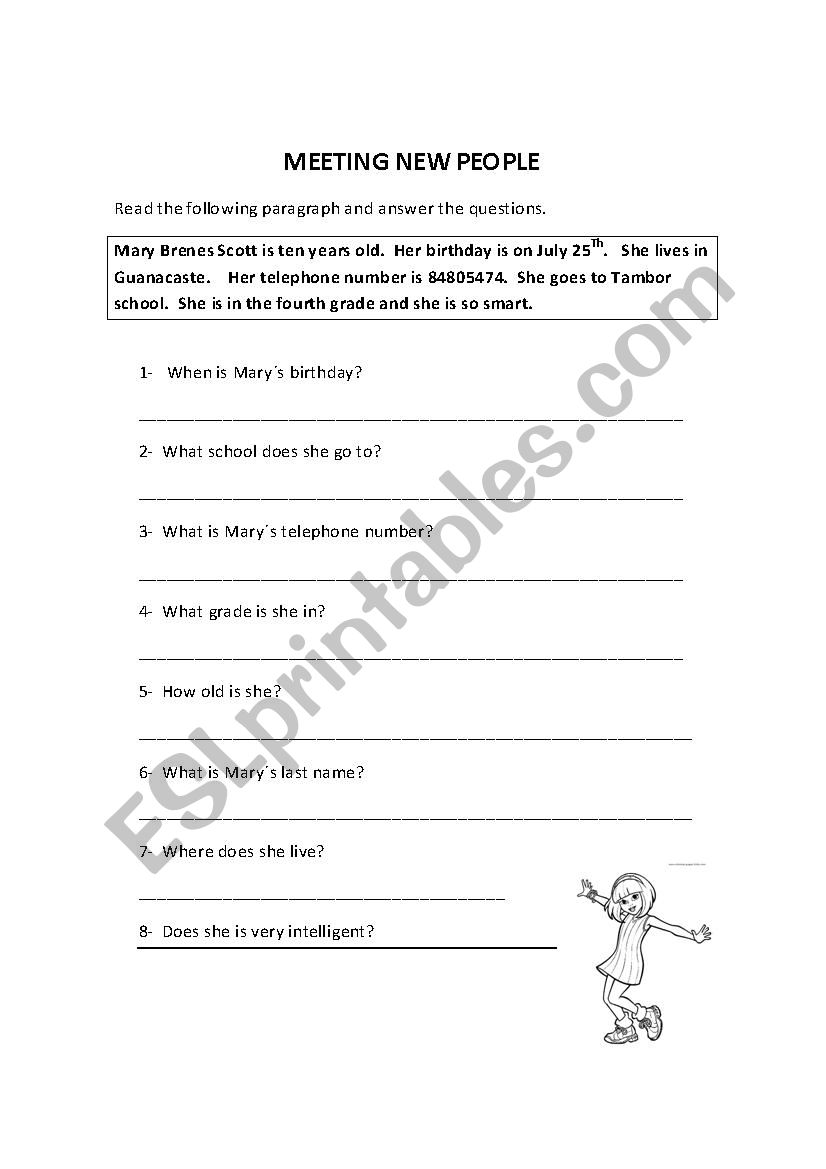 Meeting new people worksheet