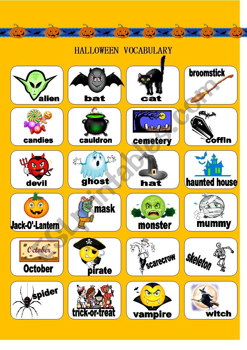Halloween bingo and vocabulary
