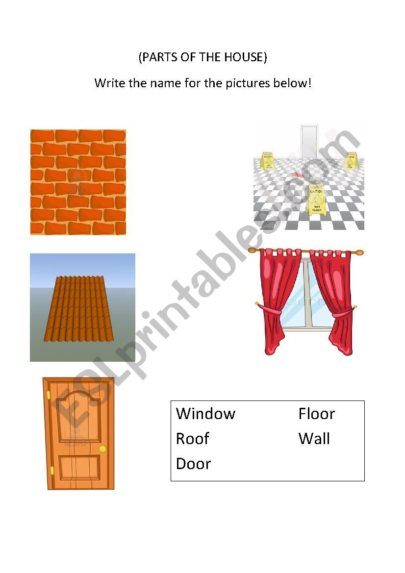 parts of the house worksheet