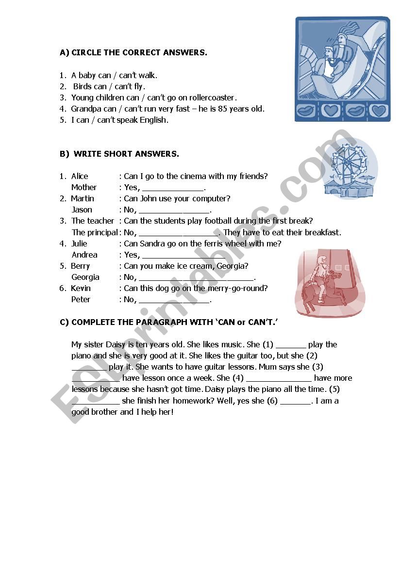 Can or Cant worksheet