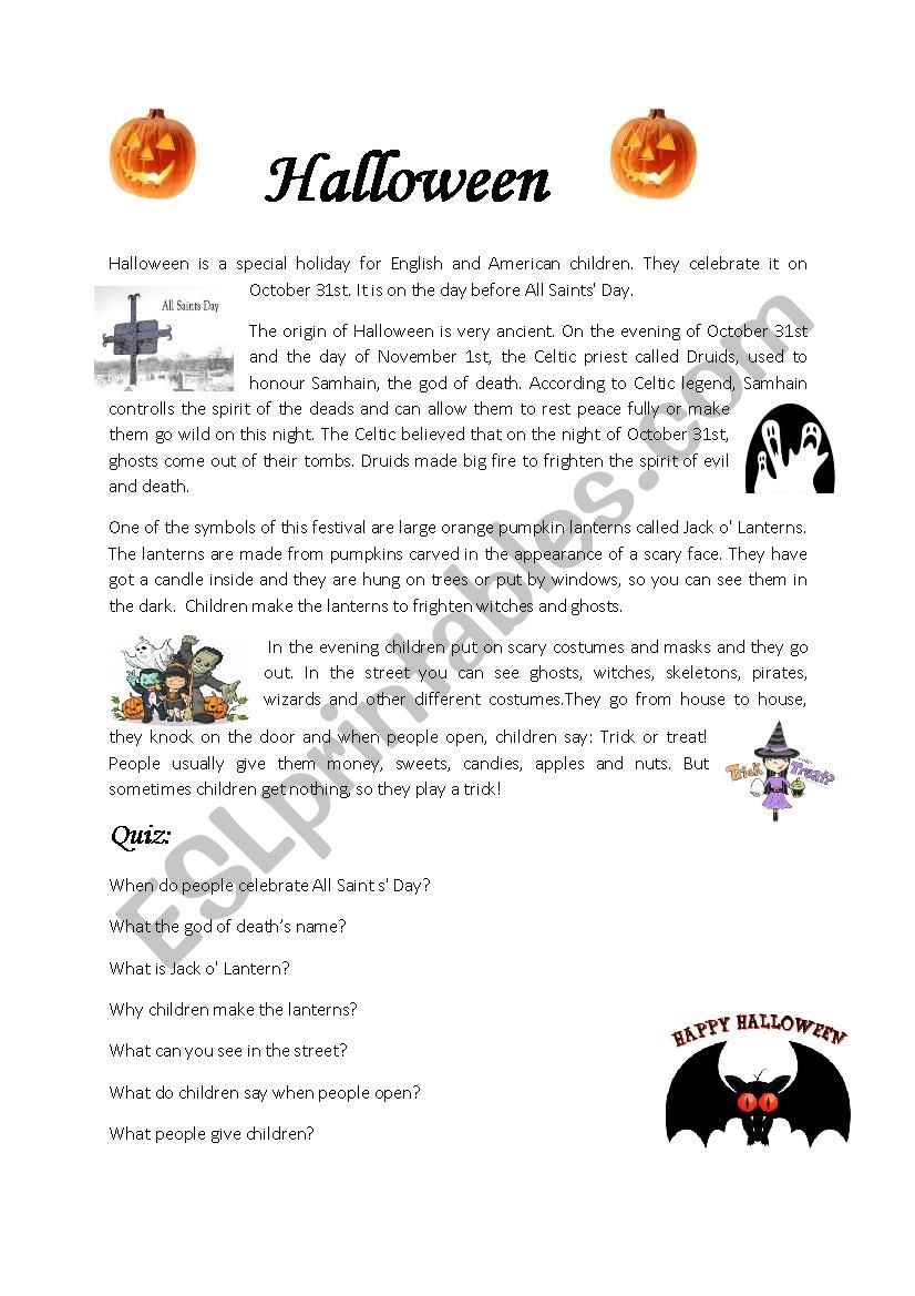 Halloween worksheet