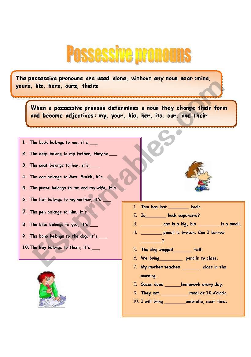 possessive pronouns and possessive adjectives