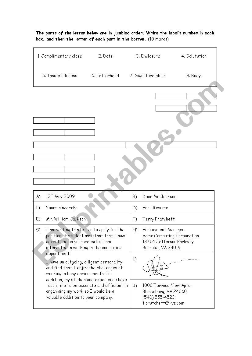 letter exercise worksheet