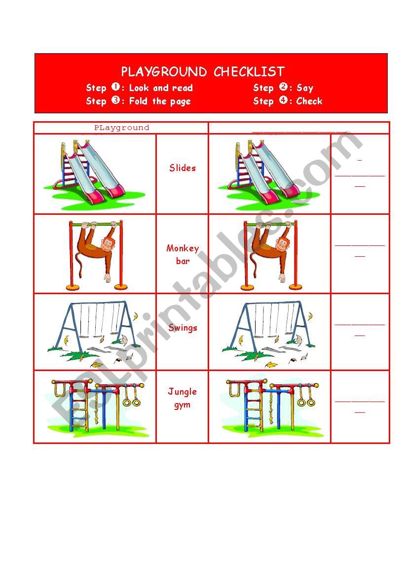 Playground checklist worksheet