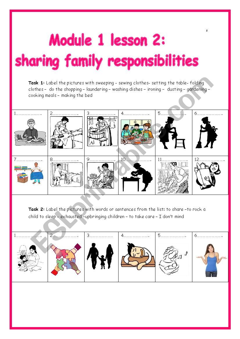 9th form module 1 lesson 2 sharing family responsibilities