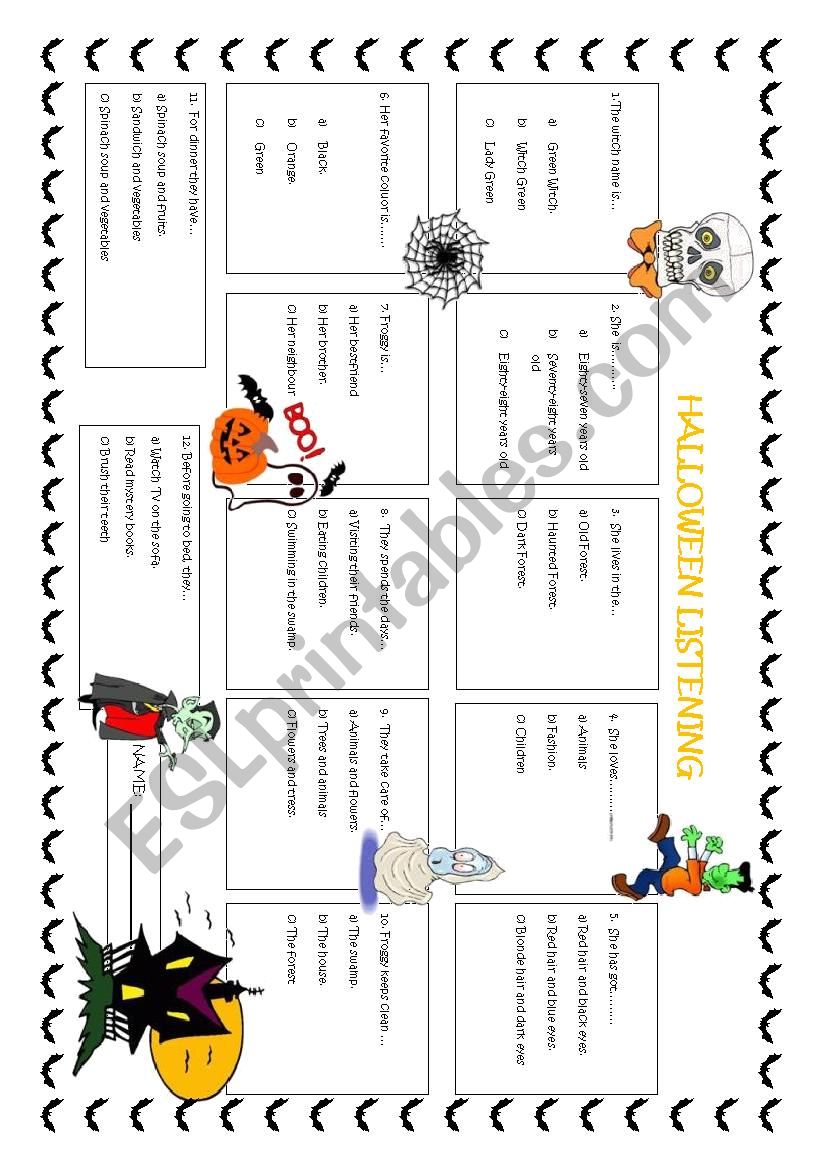 Halloween listening worksheet