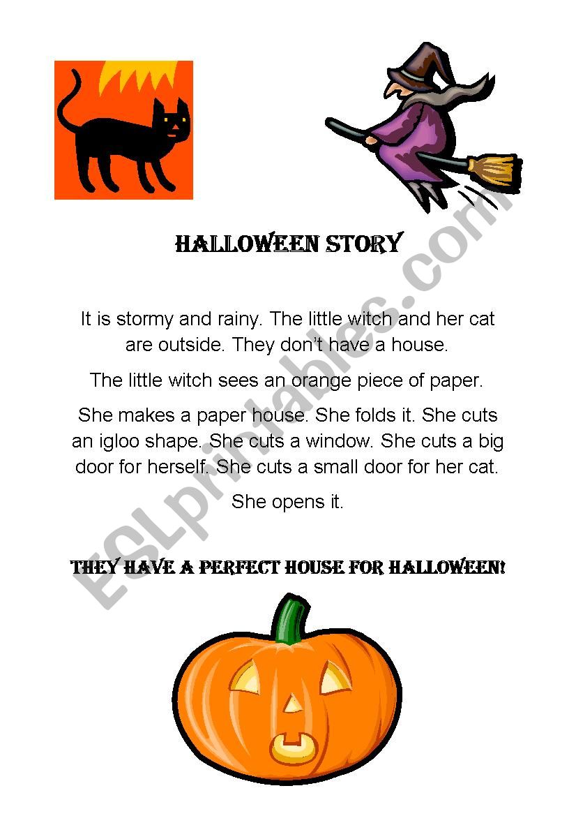 Halloween paper story  worksheet