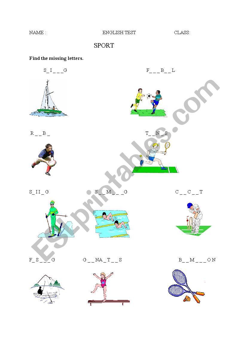 SPORT worksheet