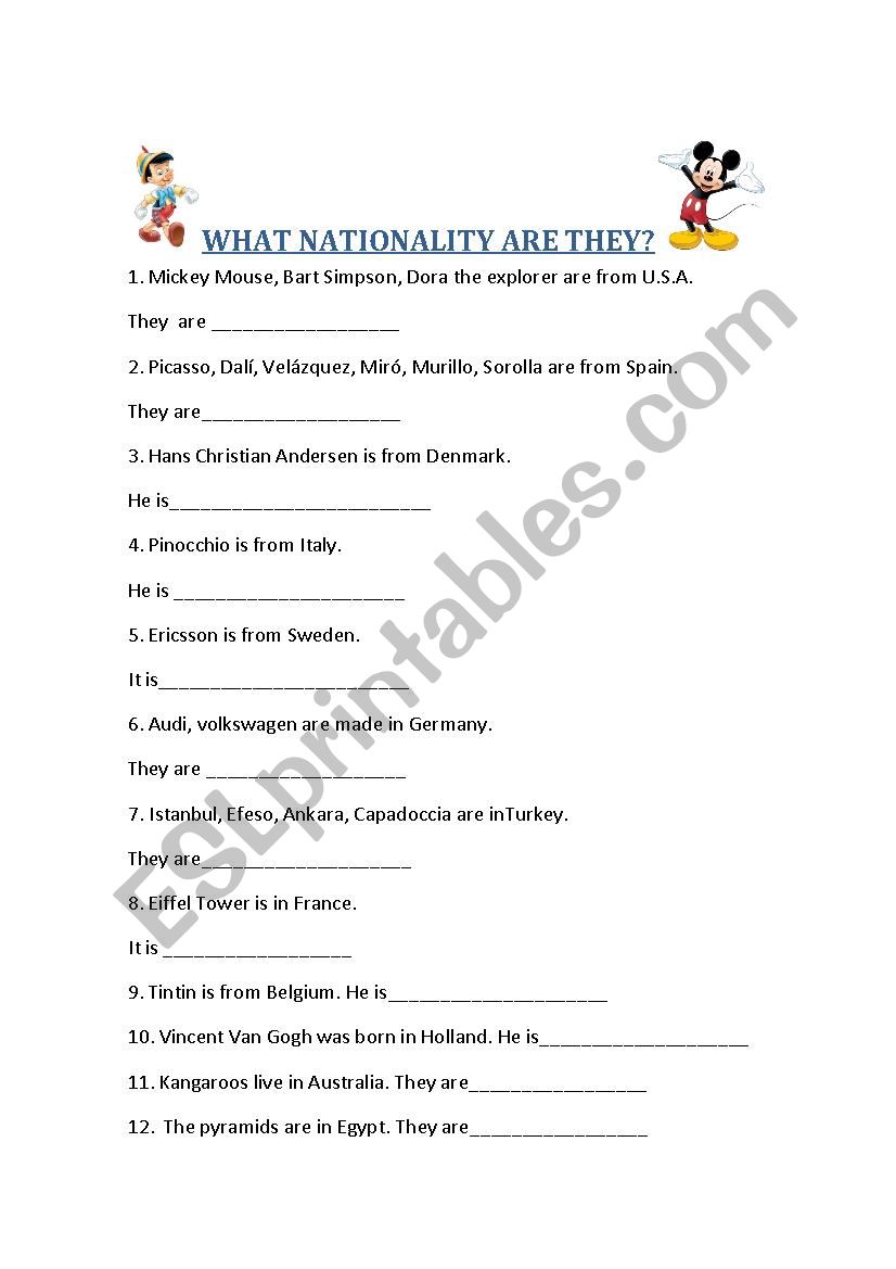 WHAT NATIONALITY ARE THEY? worksheet