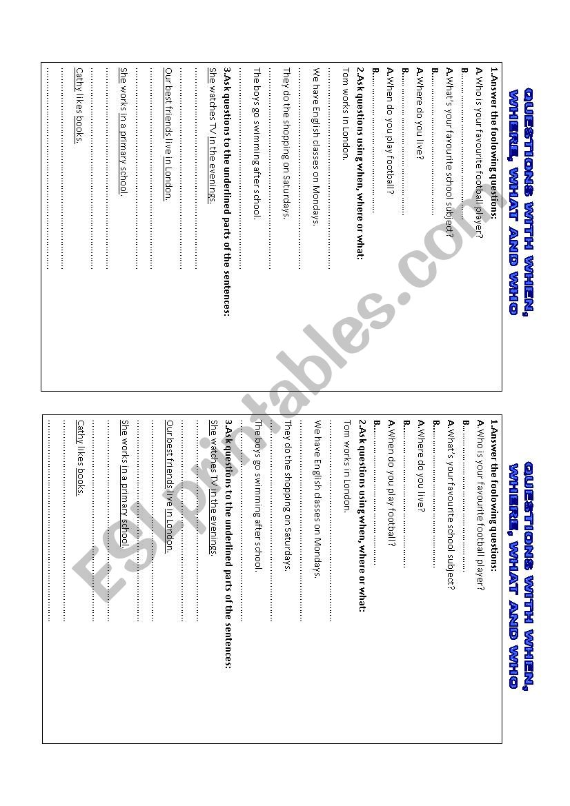 Question words worksheet