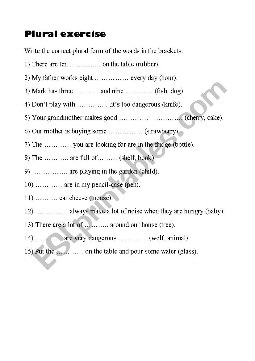 Plural exercise worksheet