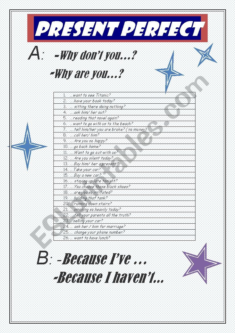 present perfect worksheet