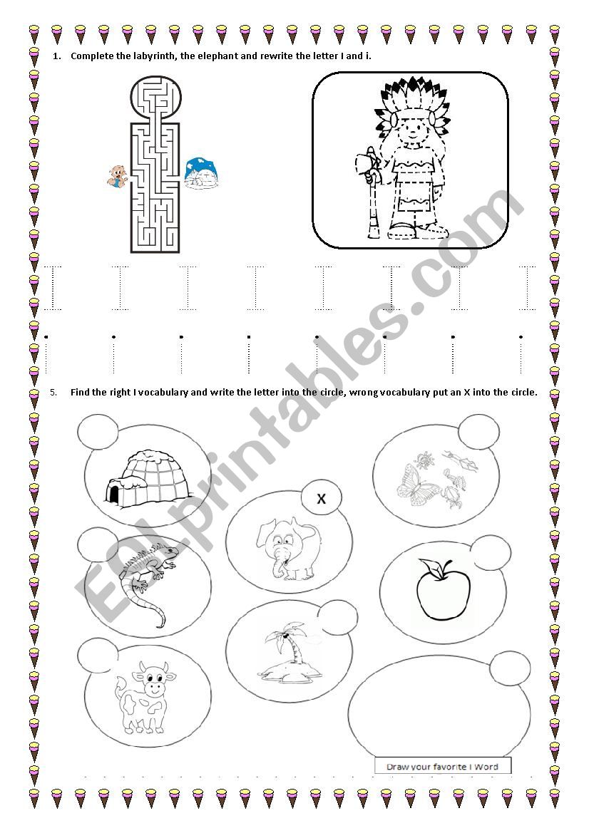 vowel i worksheet